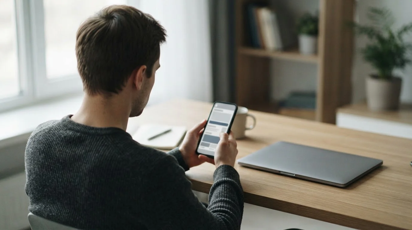 Persona revisando opciones de apuestas gratuitas en España en su smartphone