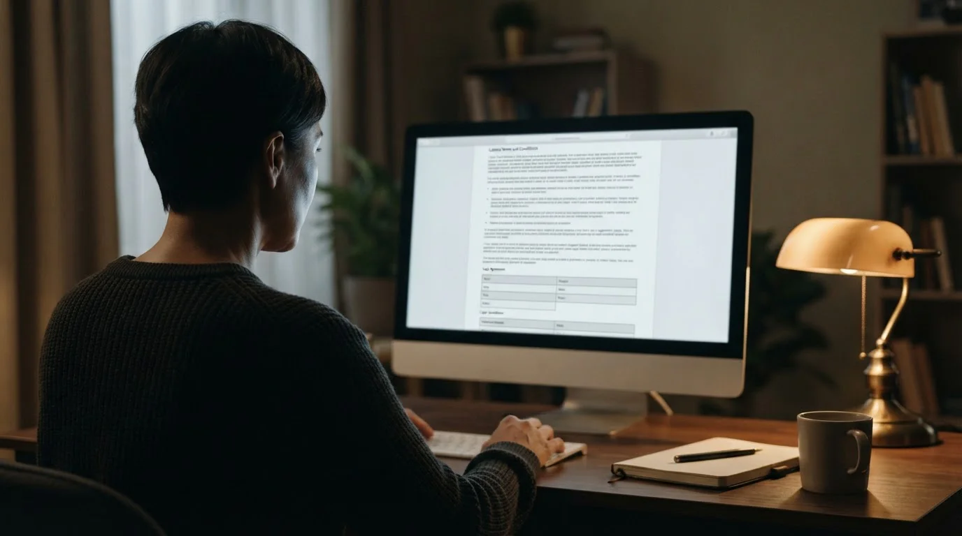 Usuario leyendo condiciones de depósito en pantalla de ordenador